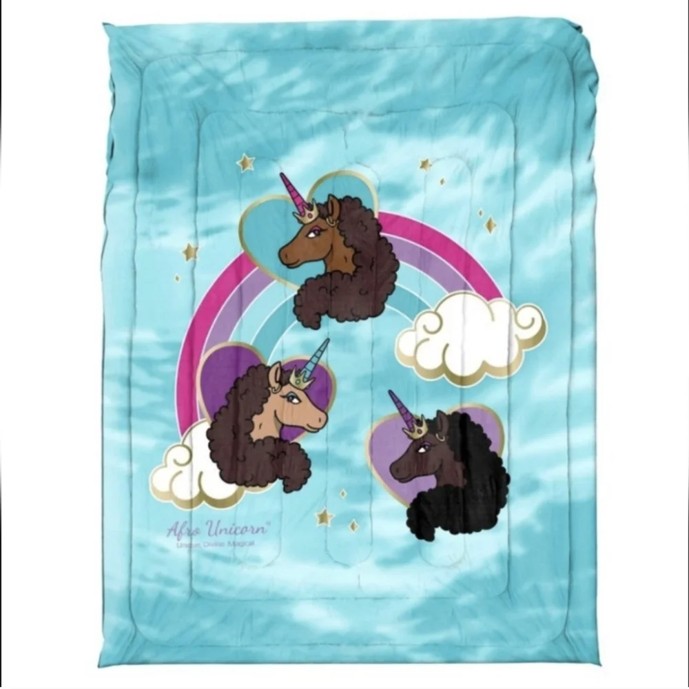 Afro Unicorn Microfiber Twin Comforter